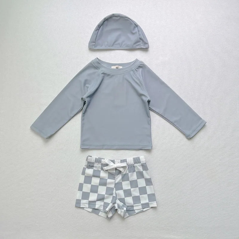 Two-Piece Set Kids Swim Top and Shorts