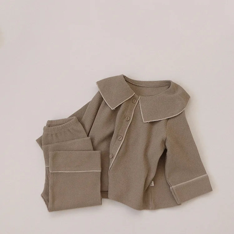 Two-Piece Set Kids Waffle Pajamas