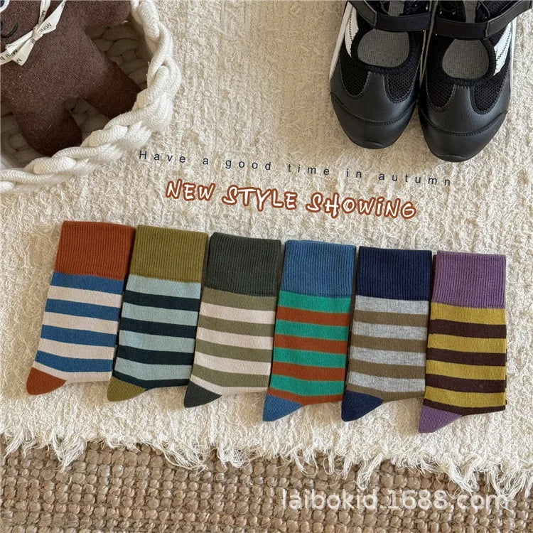 Kids Color Stripe Cotton Socks