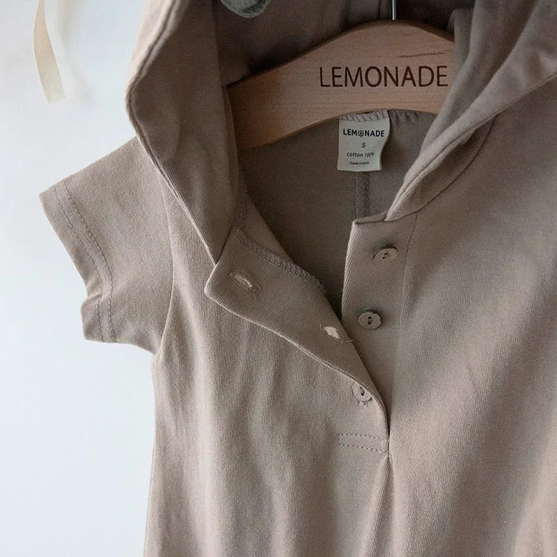 Kids Short Sleeve Hooded Bodysuit