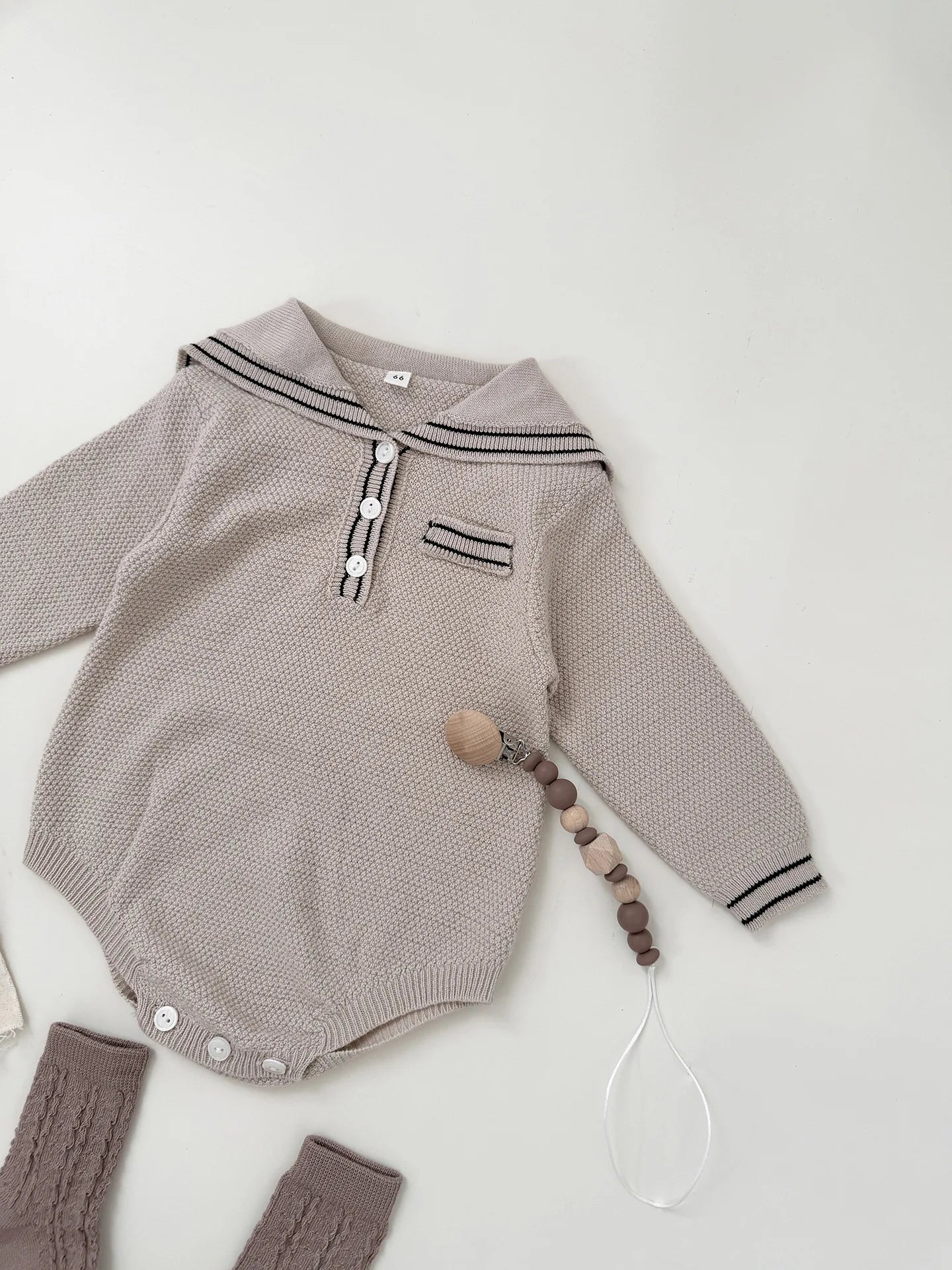Kids Knit Sailor Collar Bodysuit