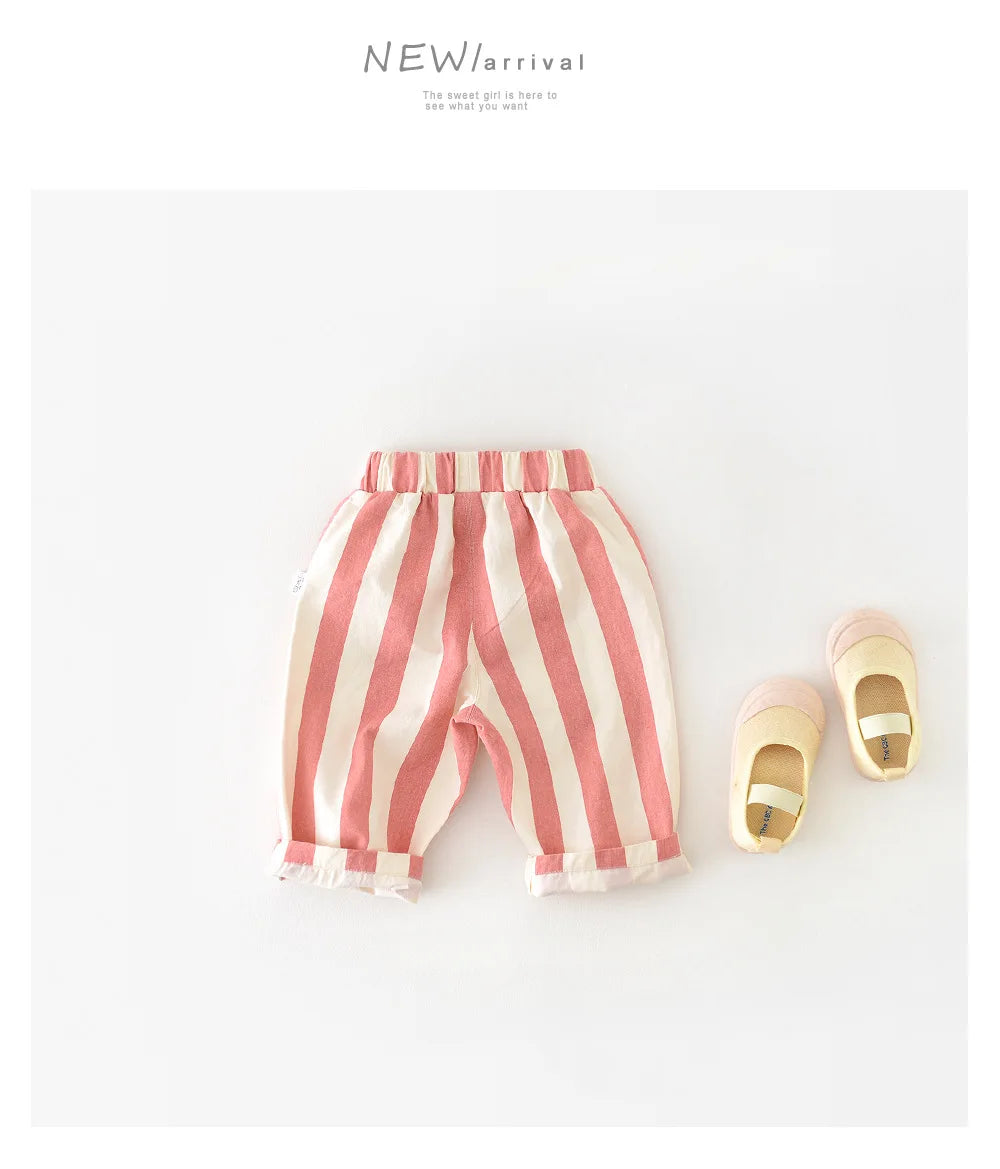 Striped Cotton Casual Pants
