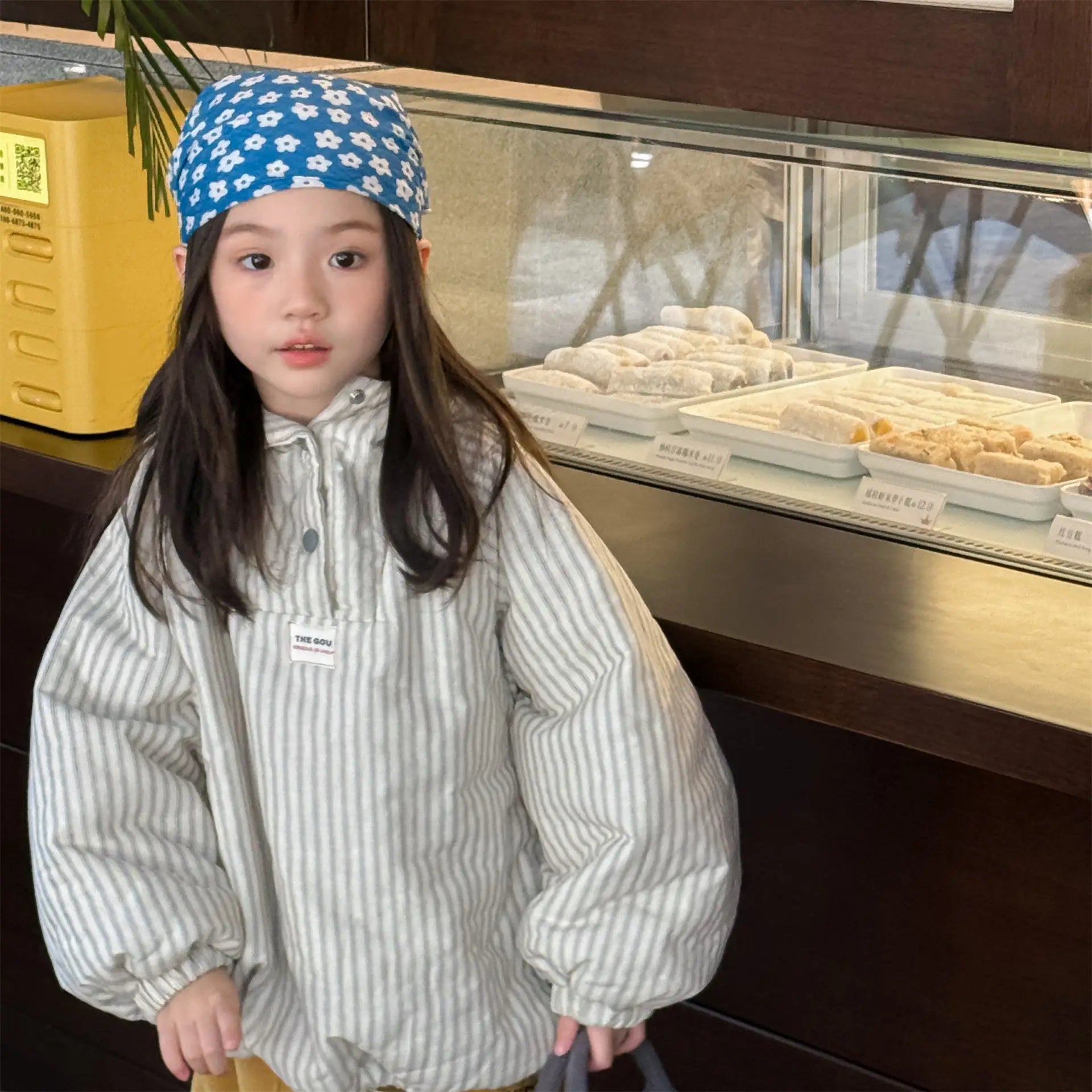 Kids Striped Hooded Winter Coat