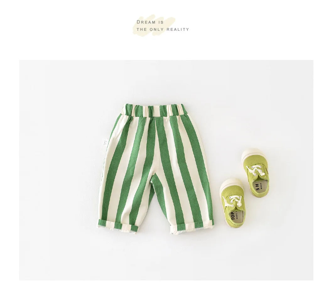 Striped Cotton Casual Pants