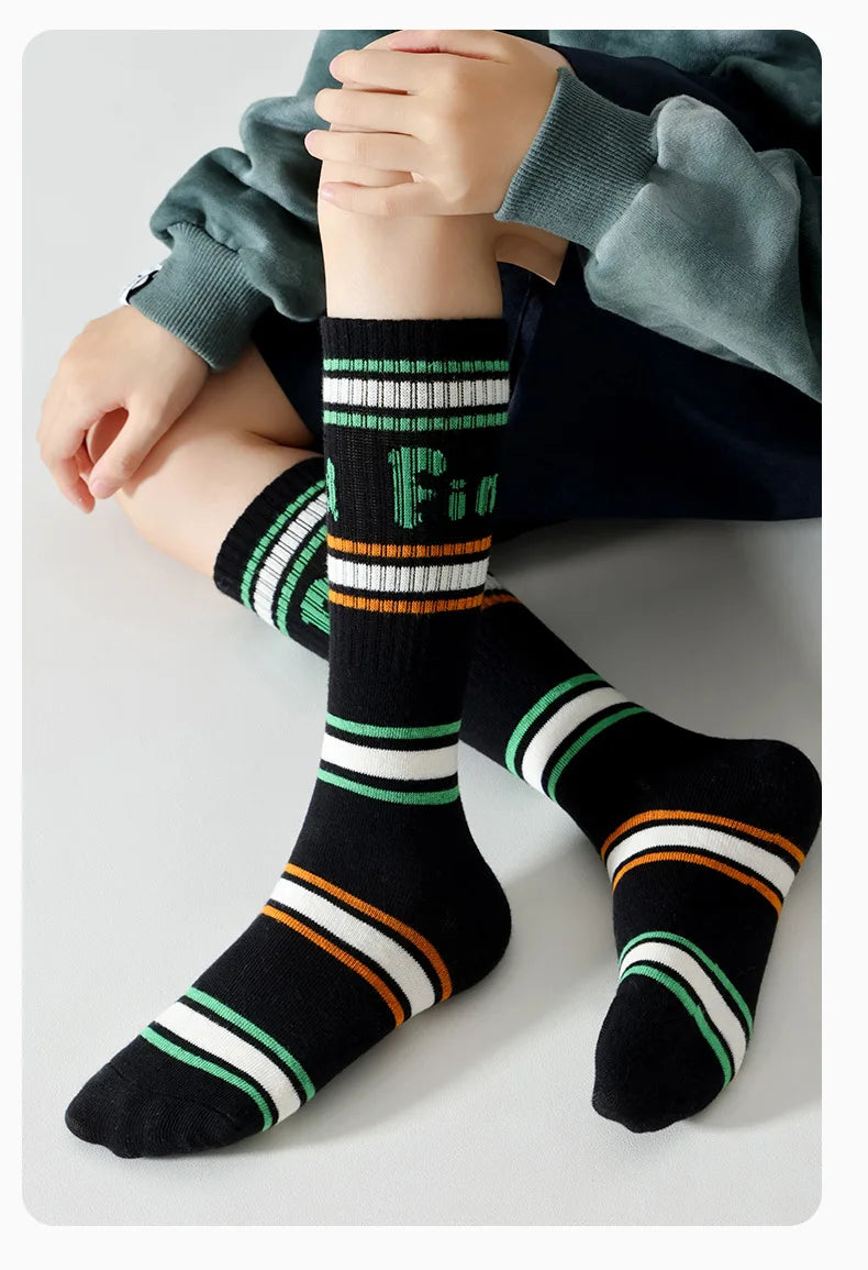 Kids Striped Athletic Knee Socks