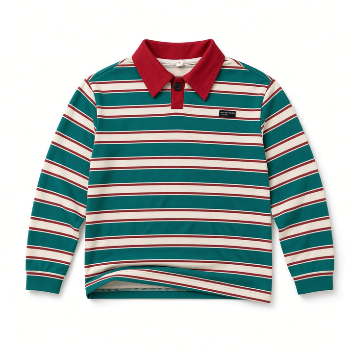 Kids Striped Long Sleeve Polo Shirt