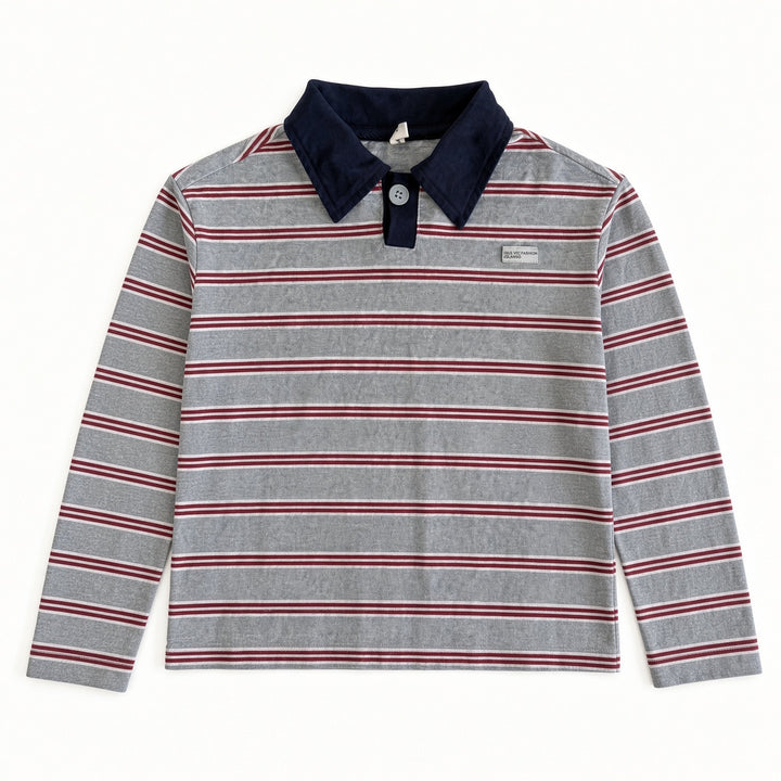Kids Striped Long Sleeve Polo Shirt