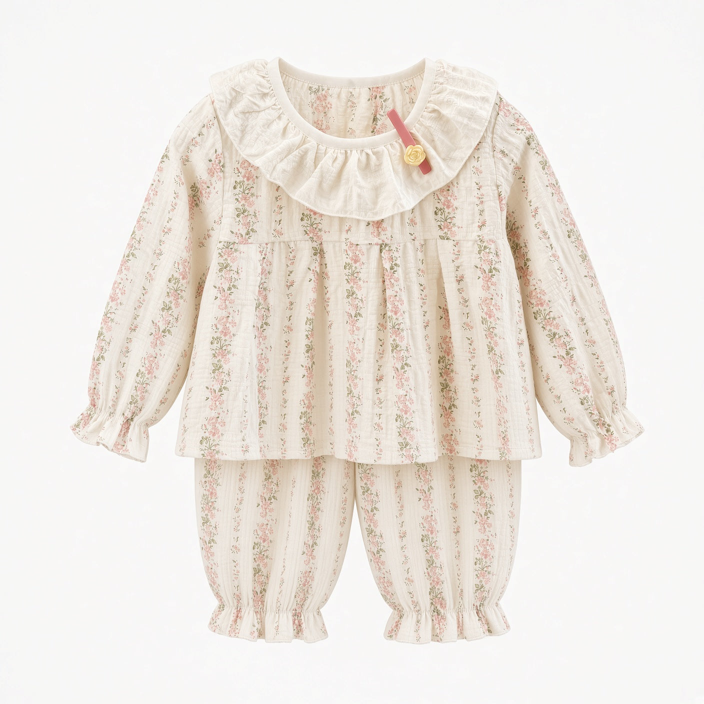 Two-Piece Set Floral Top and Pants