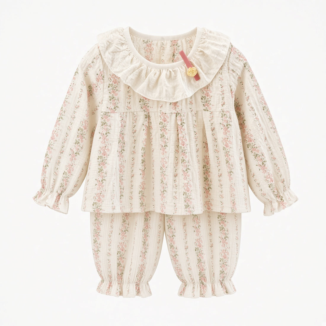 Two-Piece Set Floral Top and Pants